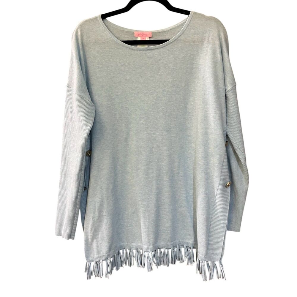 Lilly Pulitzer Ramona Fringe Split Hem Knit Sweater Tunic Medium